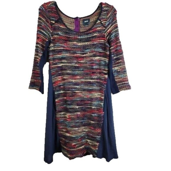 Maeve Anthropologie Womens BOHO Sweater Dress Small Navy Knit Textured Tweed - Picture 1 of 10